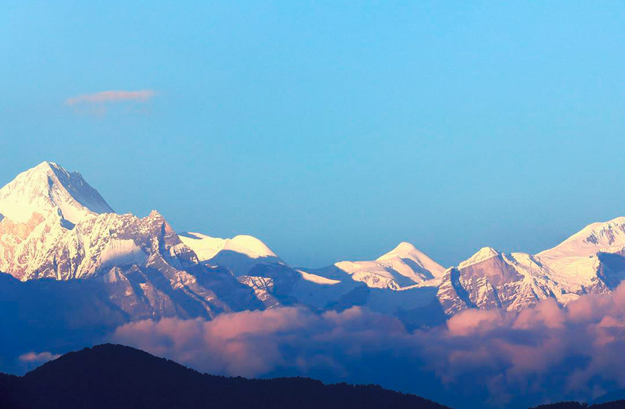 Views towards the Himalayas from Dhampus