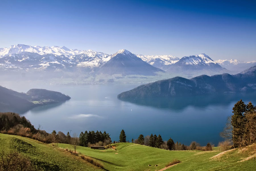 Lake Lucerne, next to Lucerne (mountain trains in Switzerland)