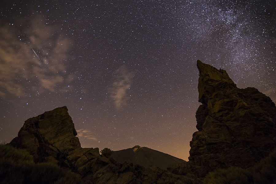 Stars over the Teide National Park, the clearest skies in Spain